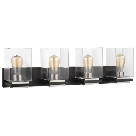 Nuvo Crossroads 4-Light Vanity - Matte Black with Clear Glass 60/7654